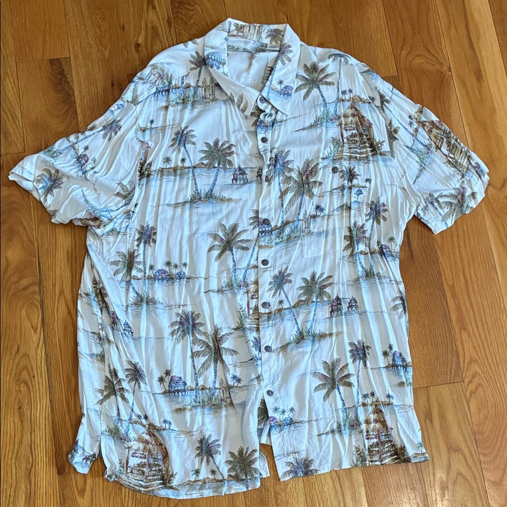 Men's Batik Bay Tropical Palm-Print Short Sleeve Button-Down Shirt 3XB